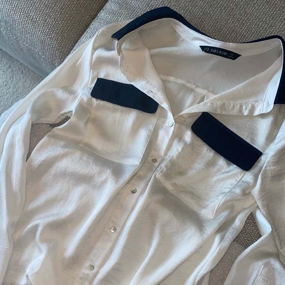 Zara basic white button down blouse - Picture 2 of 4